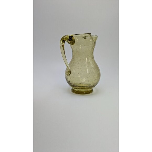 Kanawha Art Glass Crackle Glass Yellow Amber Pitcher - Picture 13 of 14